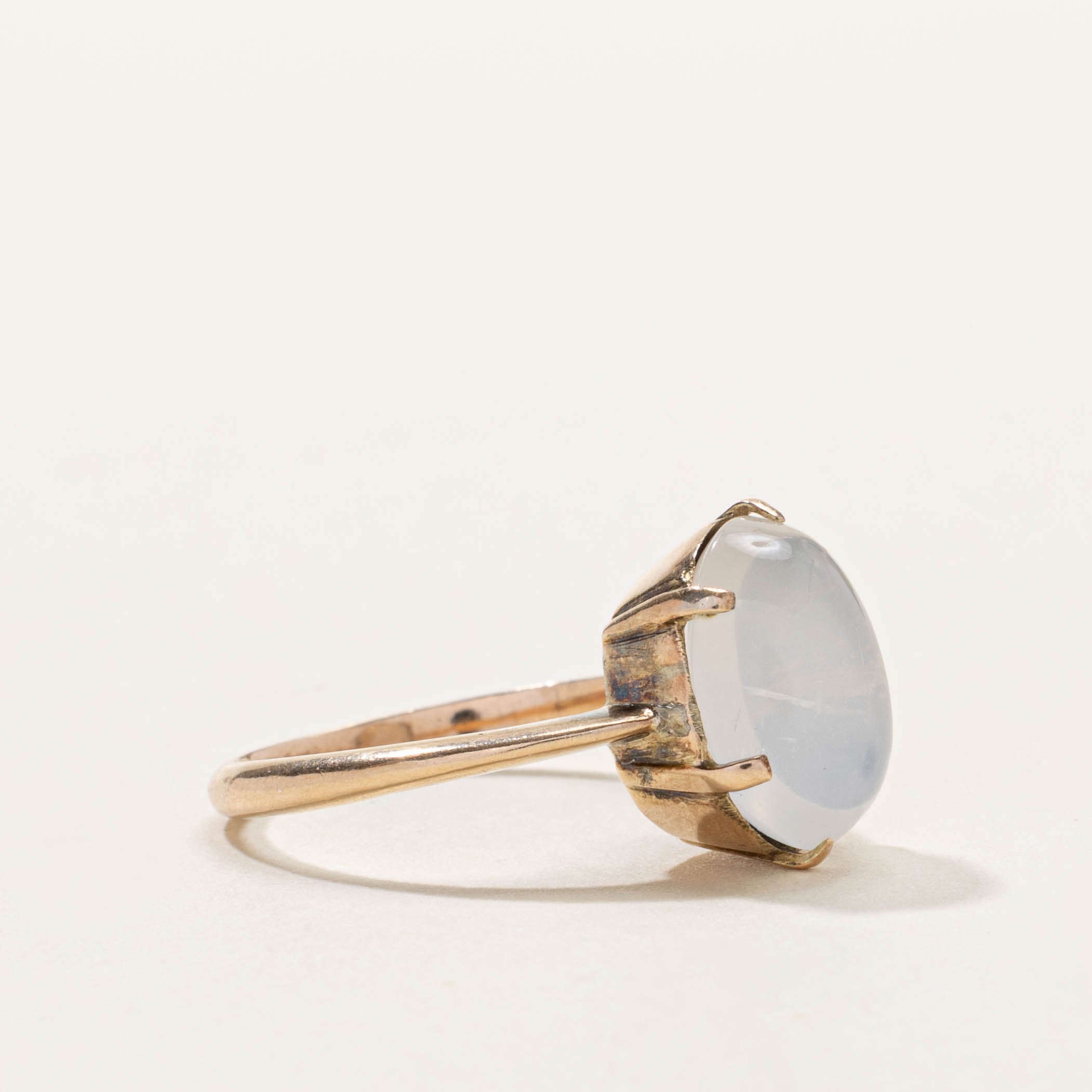 10k Cabochon Moonstone Solitaire Ring | 4.50ct | SZ 6.25