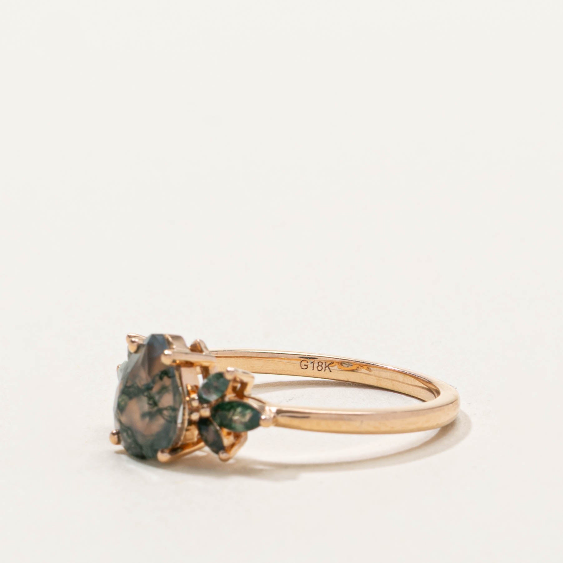 18k Green Agate Petal Ring | 1.00ctw | SZ 7