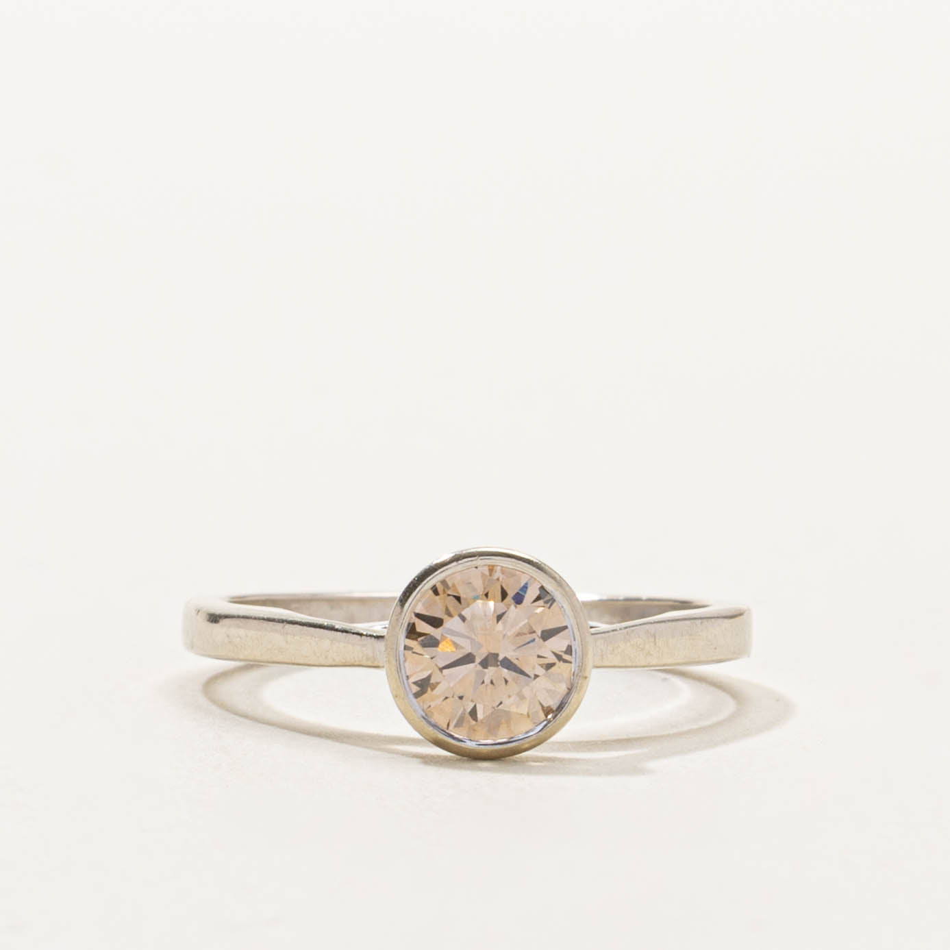 14k Bezel Set Diamond Reverse Tapered Ring | 0.80ct | SZ 6.25