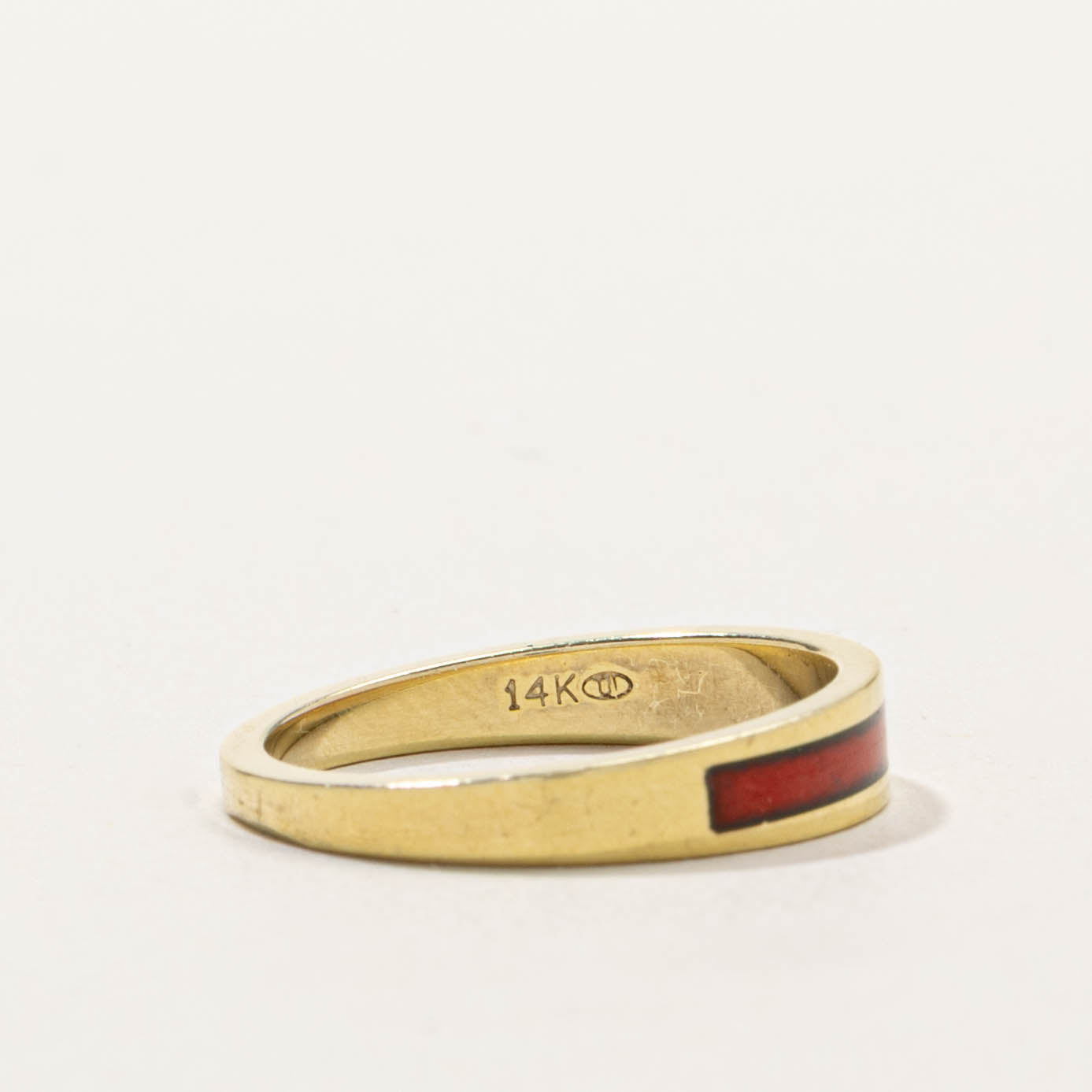 14k Semi Eternity Red Enamel Band | SZ 6
