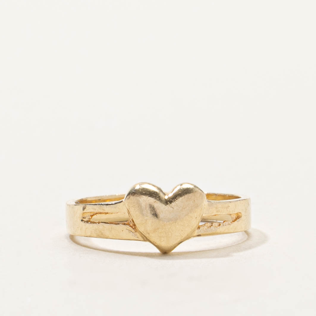 10k Yellow Gold Heart Split Ring | SZ 1.75
