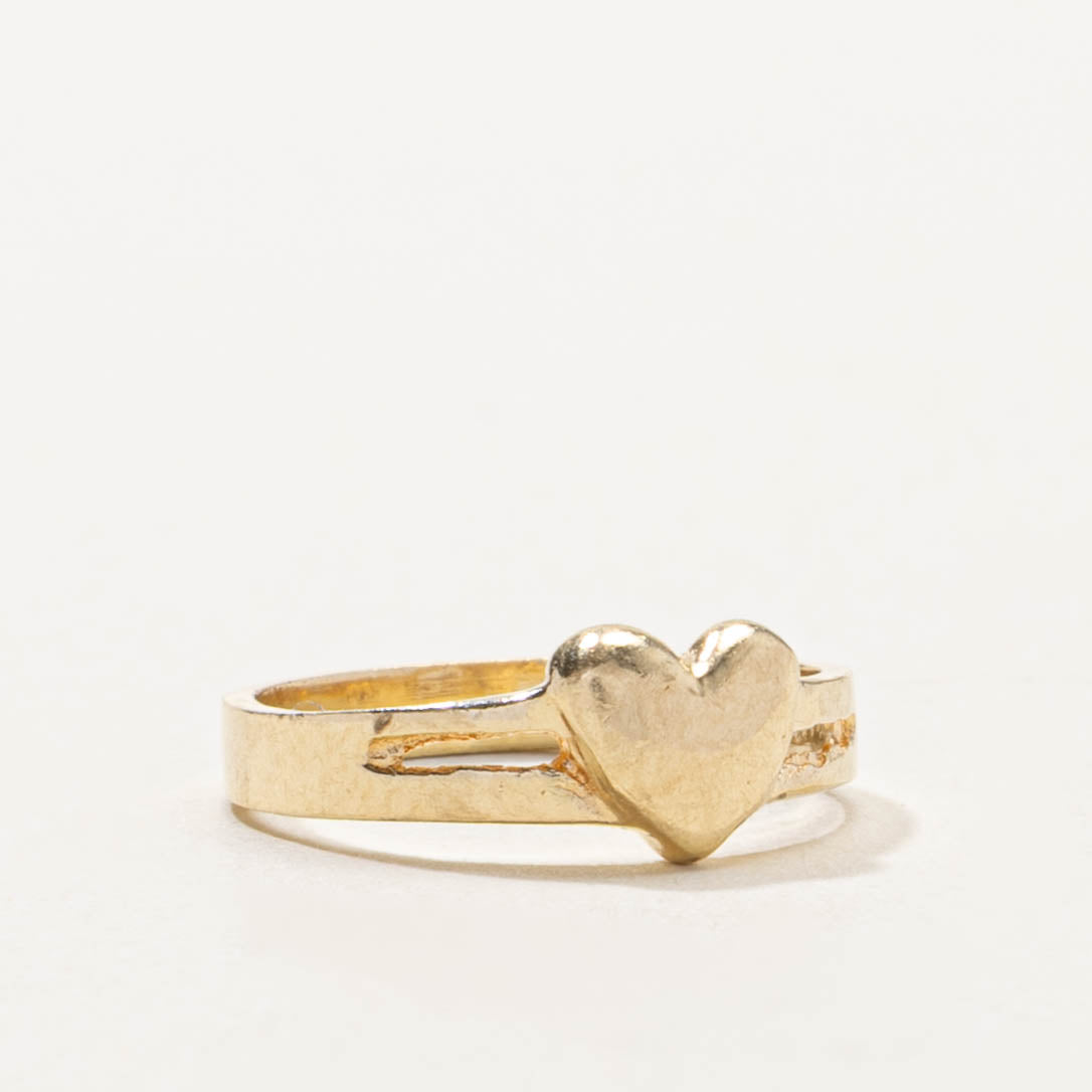 10k Yellow Gold Heart Split Ring | SZ 1.75