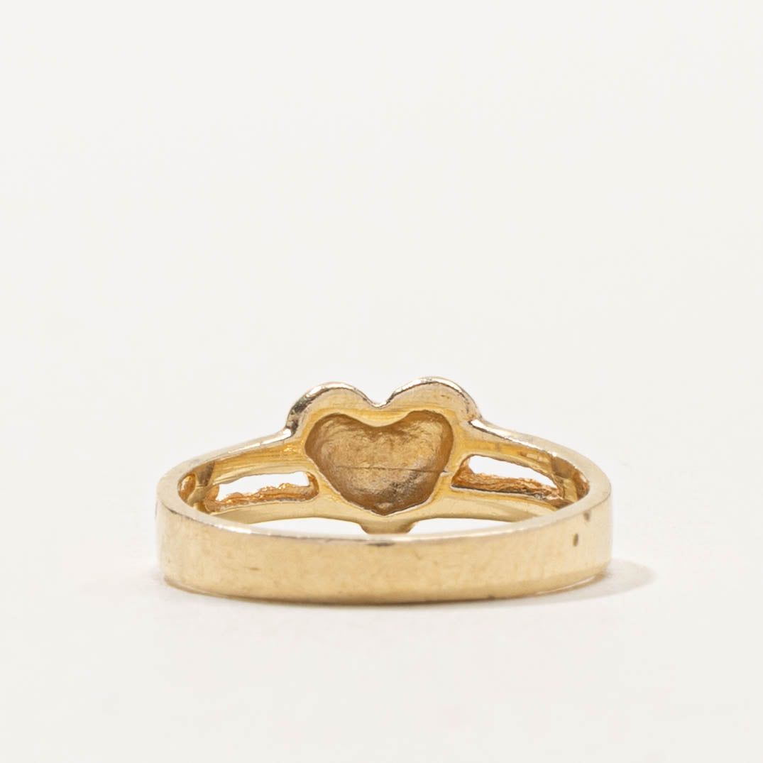10k Yellow Gold Heart Split Ring | SZ 1.75