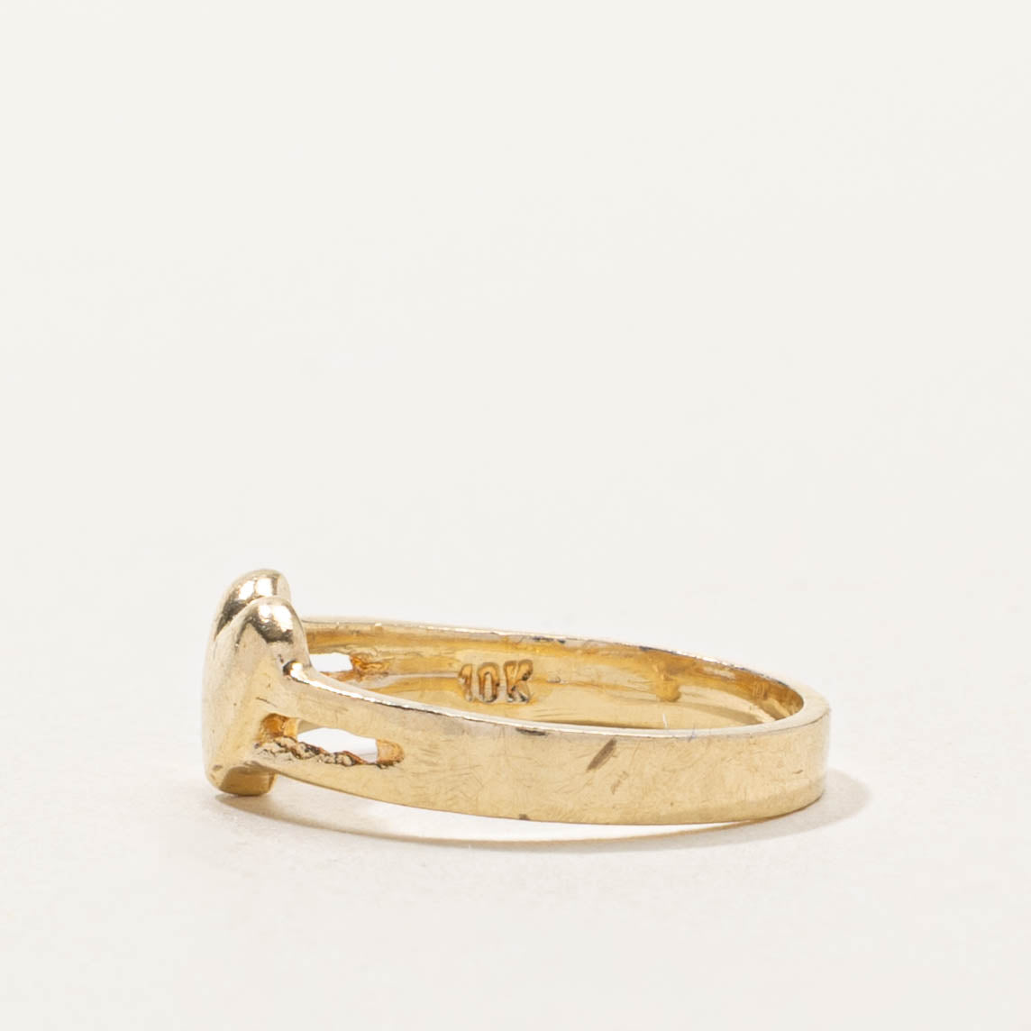 10k Yellow Gold Heart Split Ring | SZ 1.75