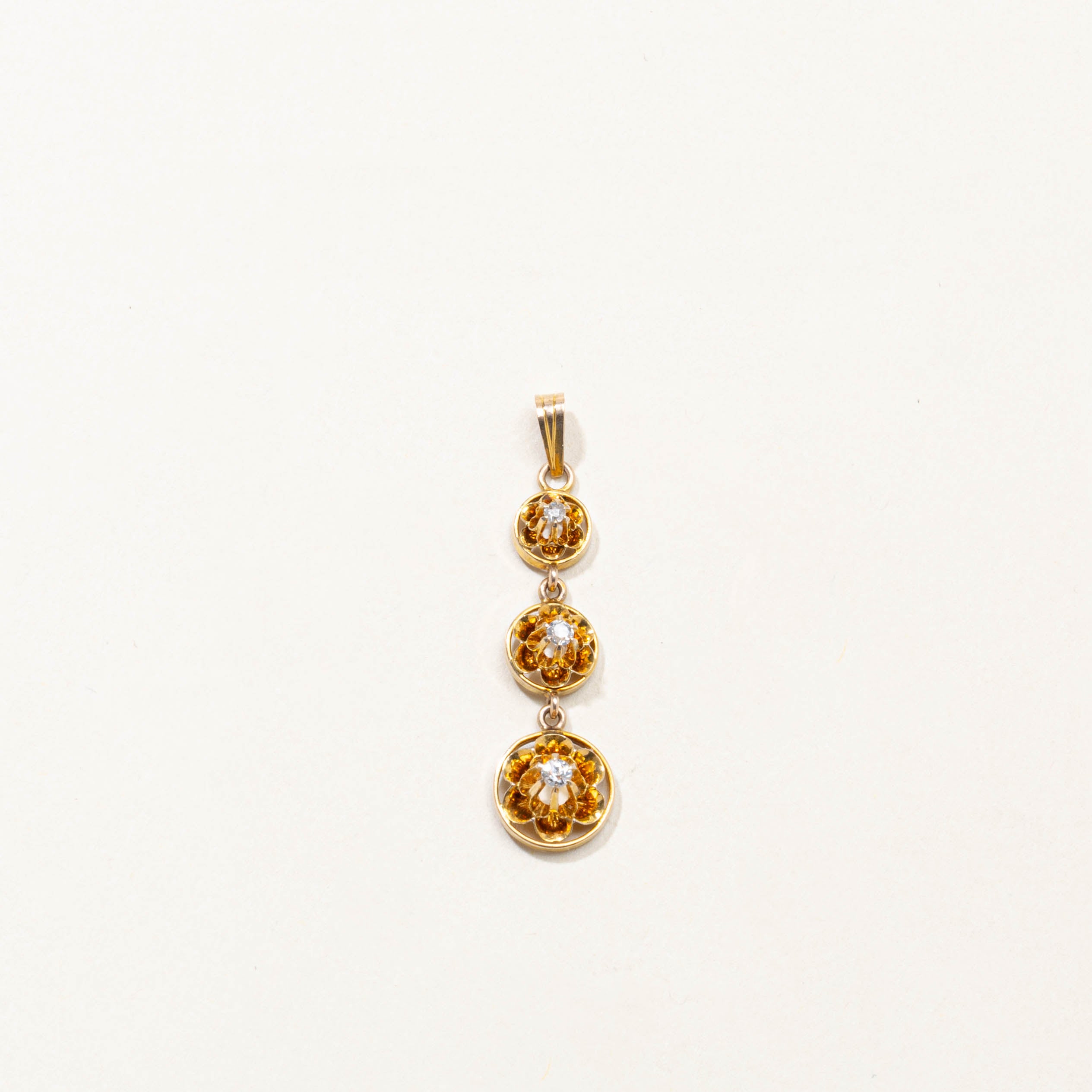 10k Belcher Set Diamond Drop Pendant | 0.11ctw