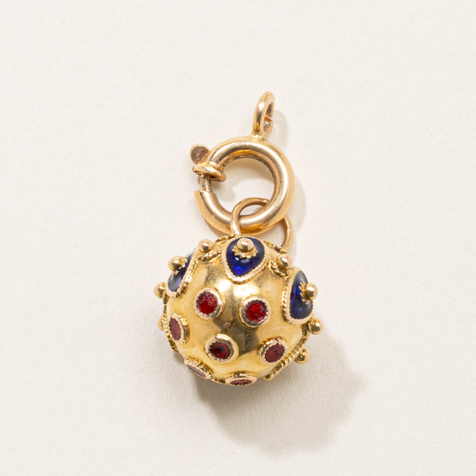 Vintage Portuguese Ornate Enamel Bauble Pendant