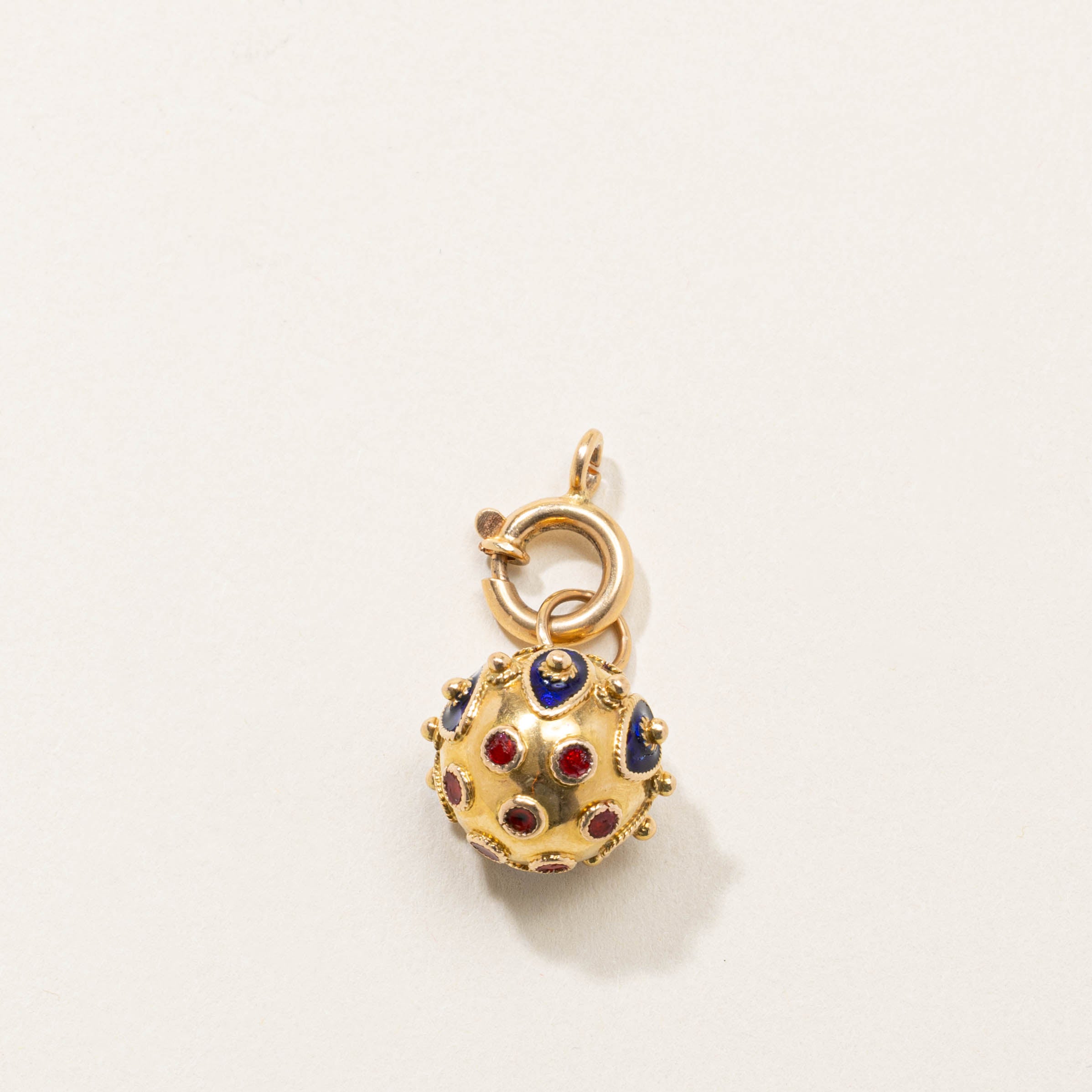 Vintage Portuguese Ornate Enamel Bauble Pendant