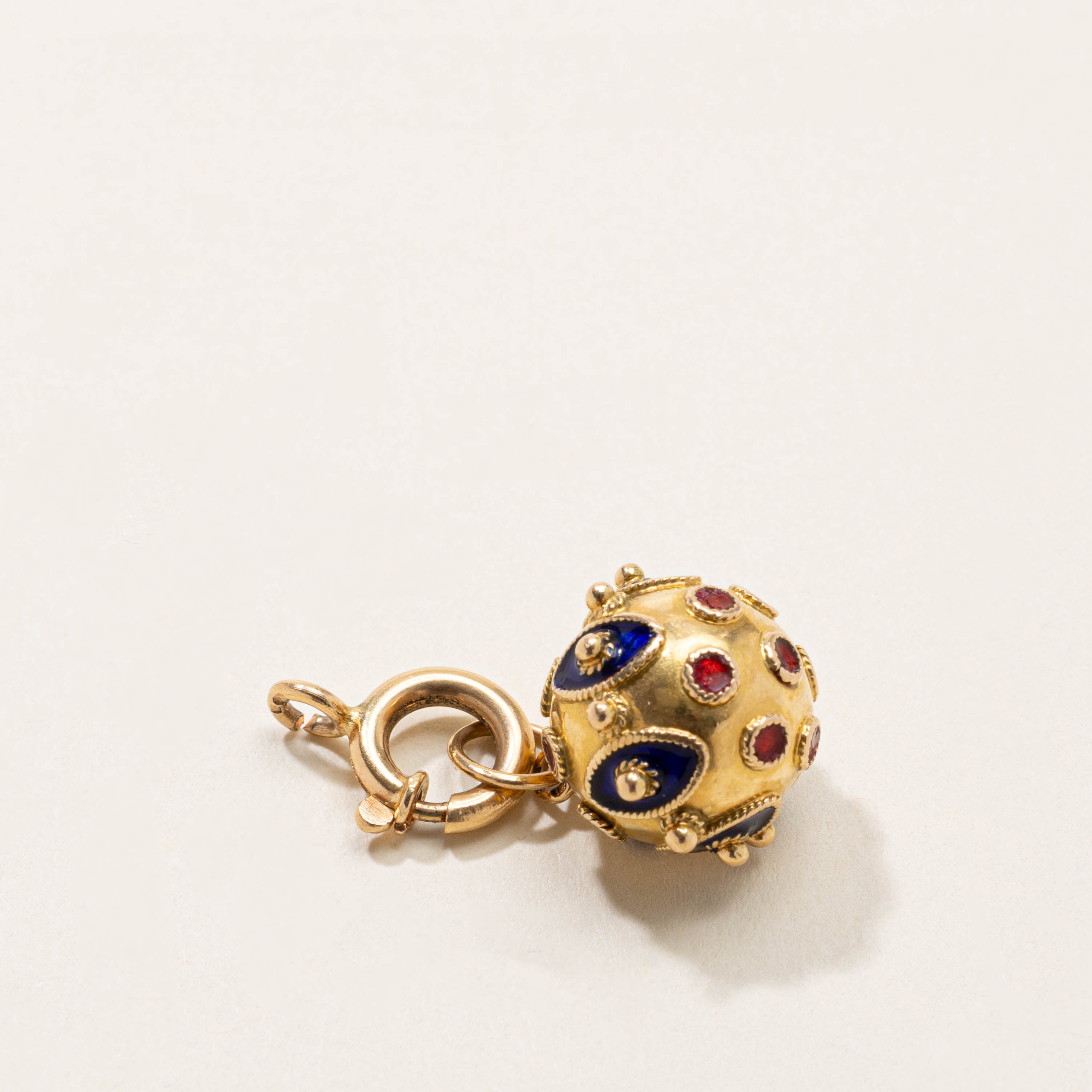 Vintage Portuguese Ornate Enamel Bauble Pendant