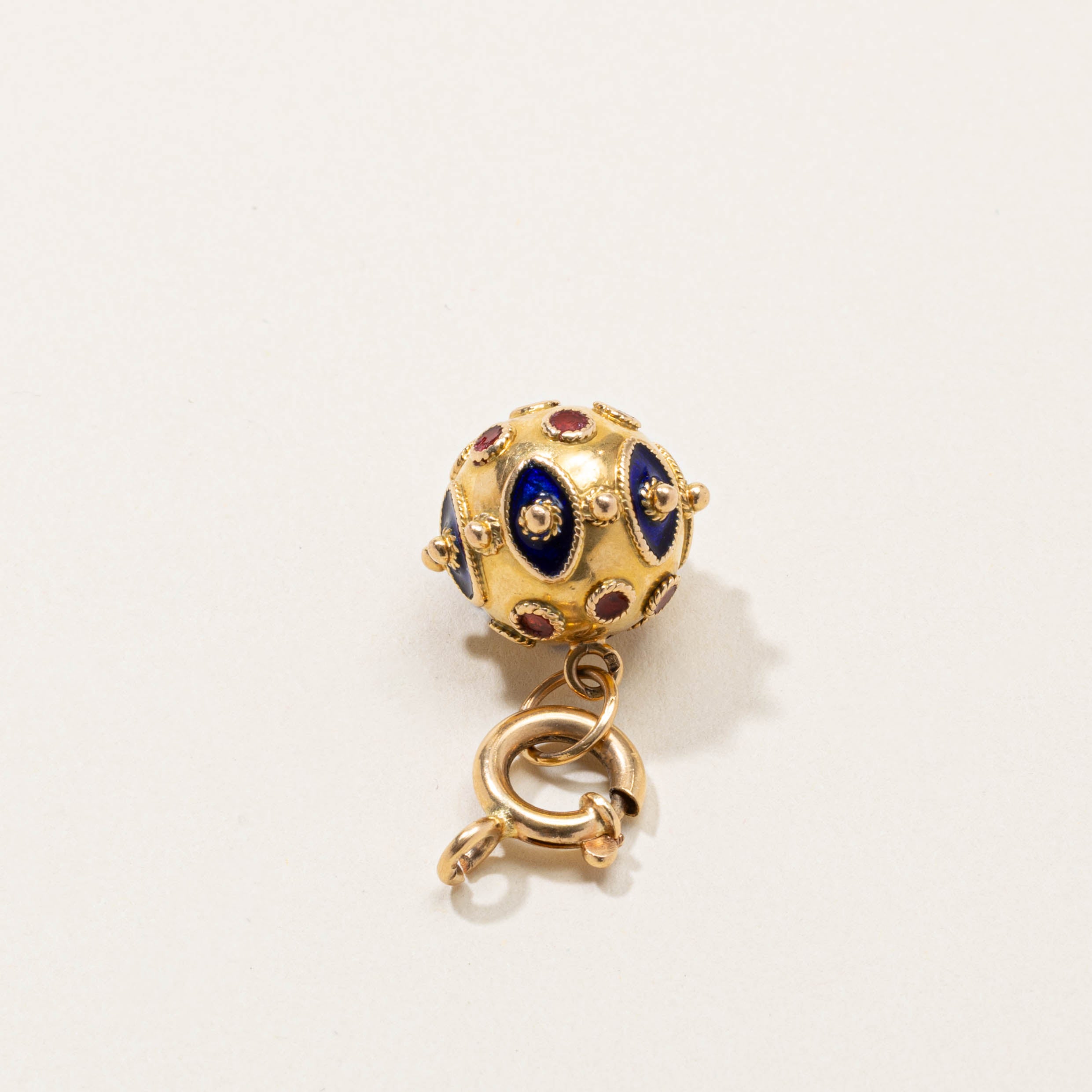 Vintage Portuguese Ornate Enamel Bauble Pendant