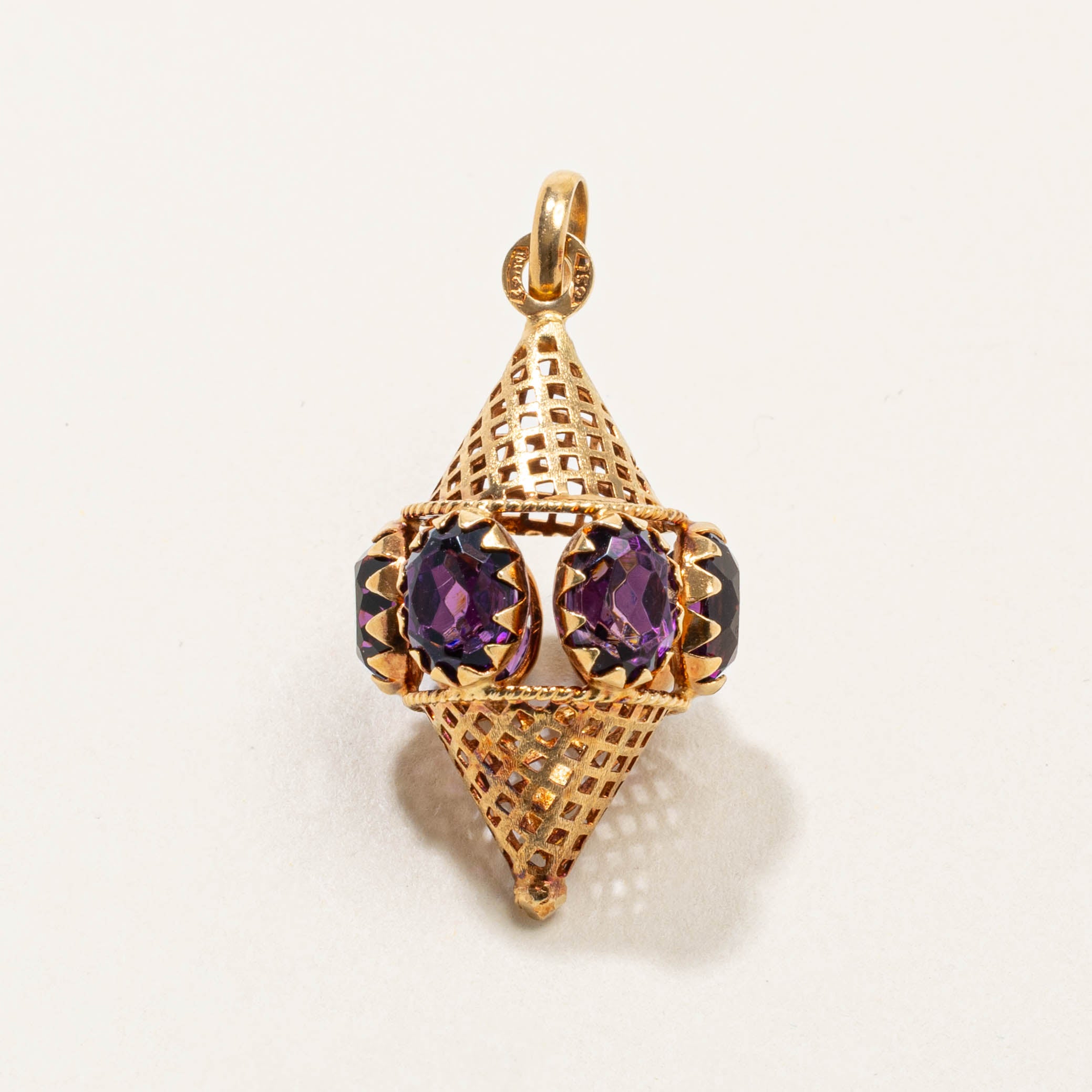 Vintage Italian Purple Glass Openwork Rope Pendant | 8.00ctw