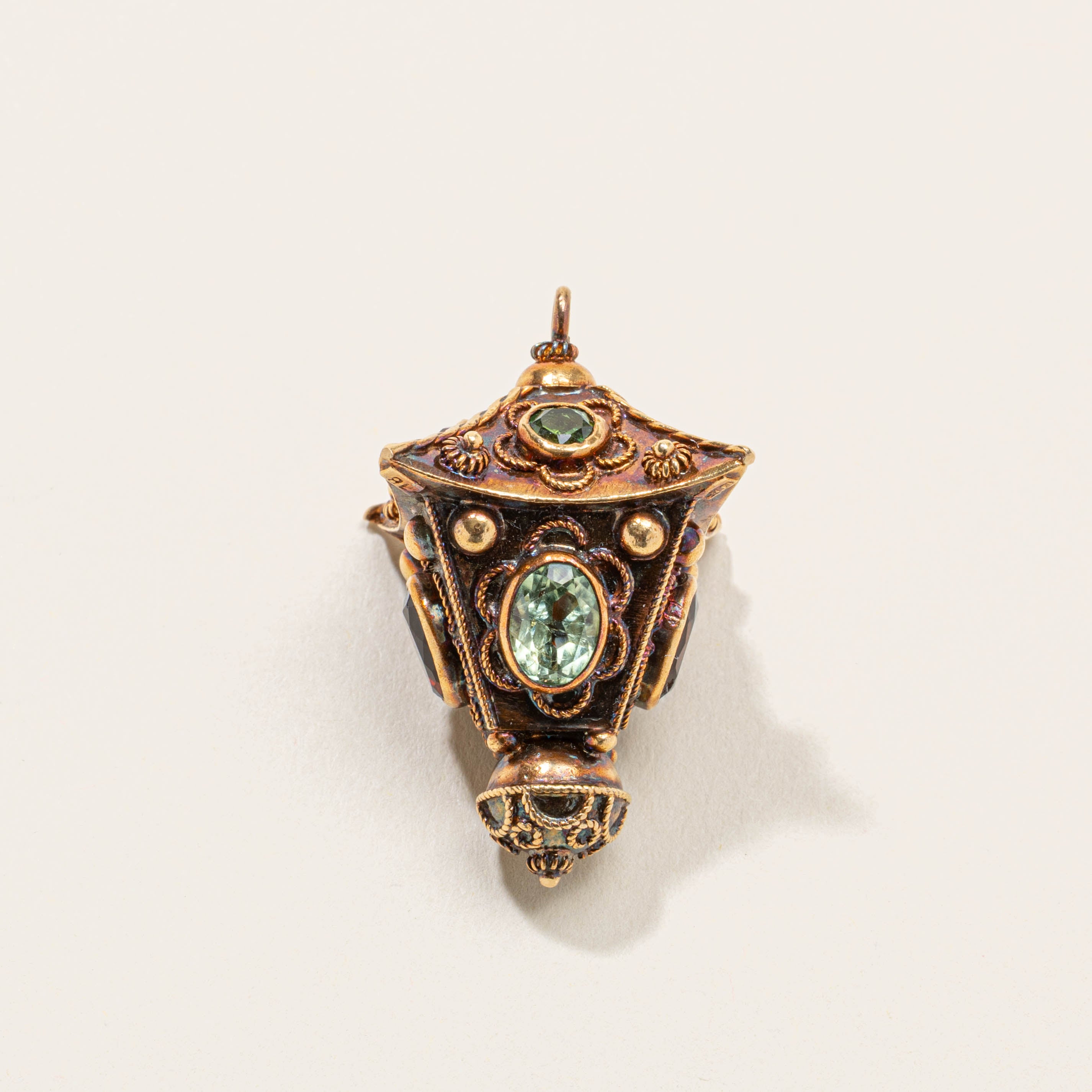 Vintage Italian Garnet & Tourmaline Street Lamp Pendant | 3.00ctw, 3.30ctw