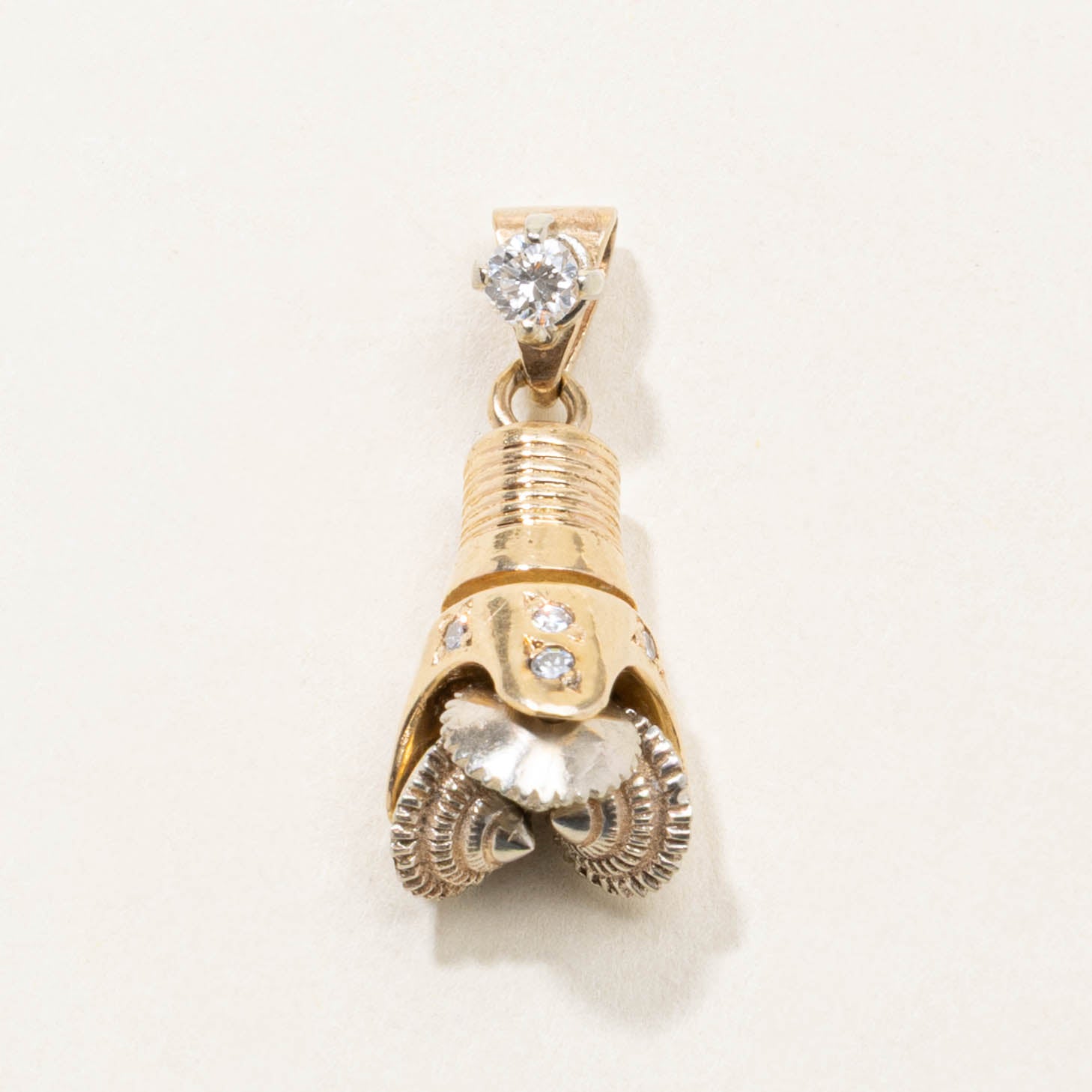 14k Diamond Tri Cone Drill Pendant | 0.25ctw