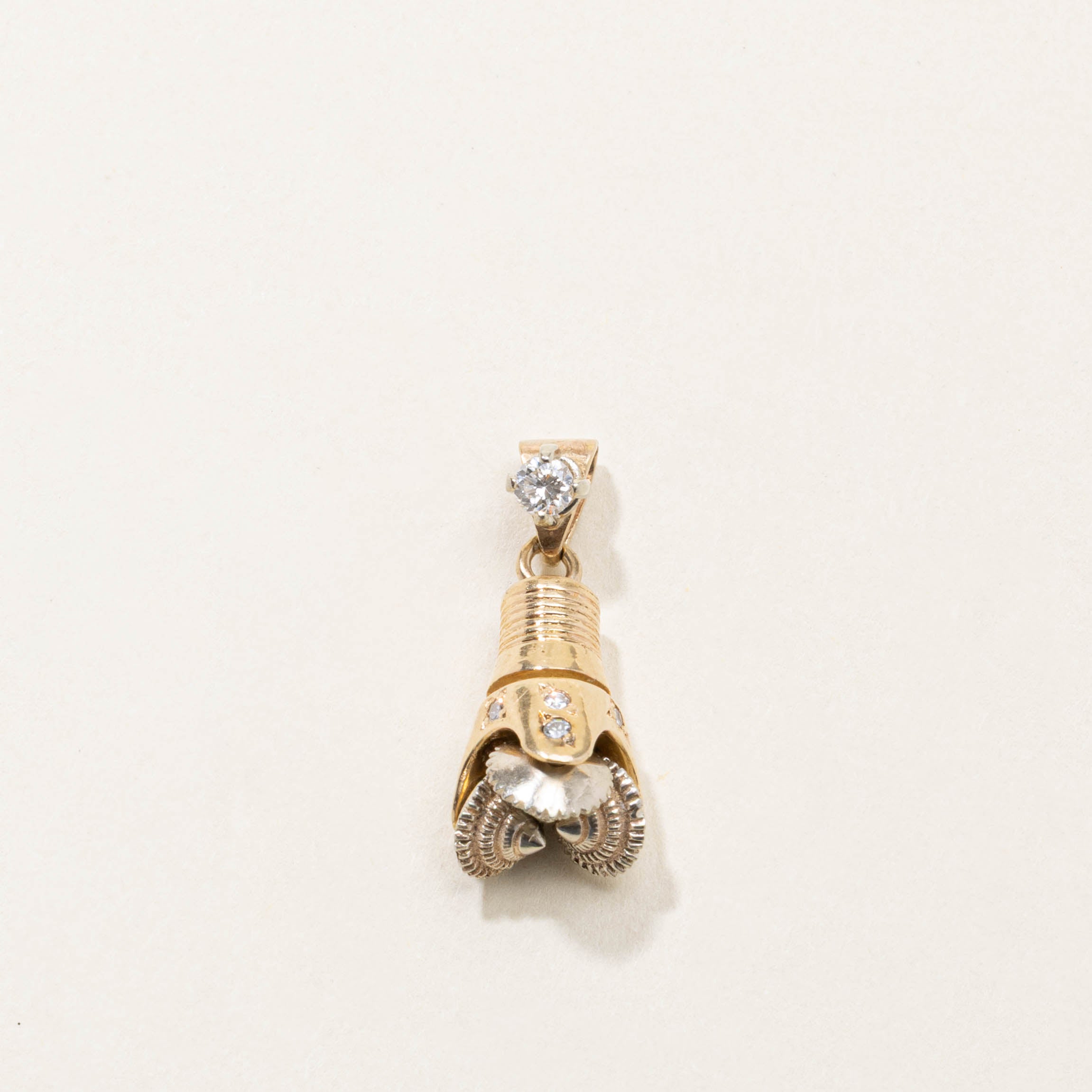14k Diamond Tri Cone Drill Pendant | 0.25ctw