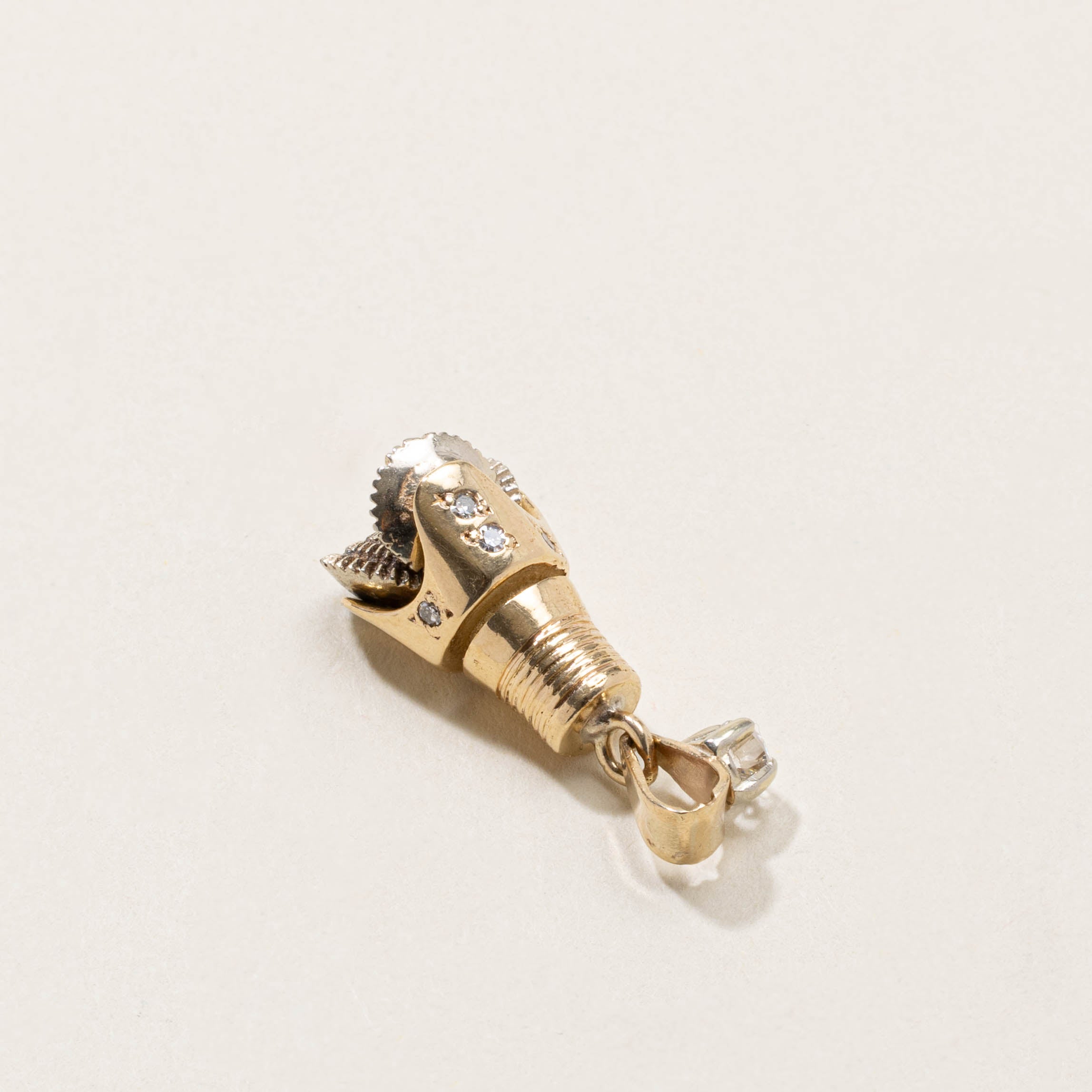 14k Diamond Tri Cone Drill Pendant | 0.25ctw