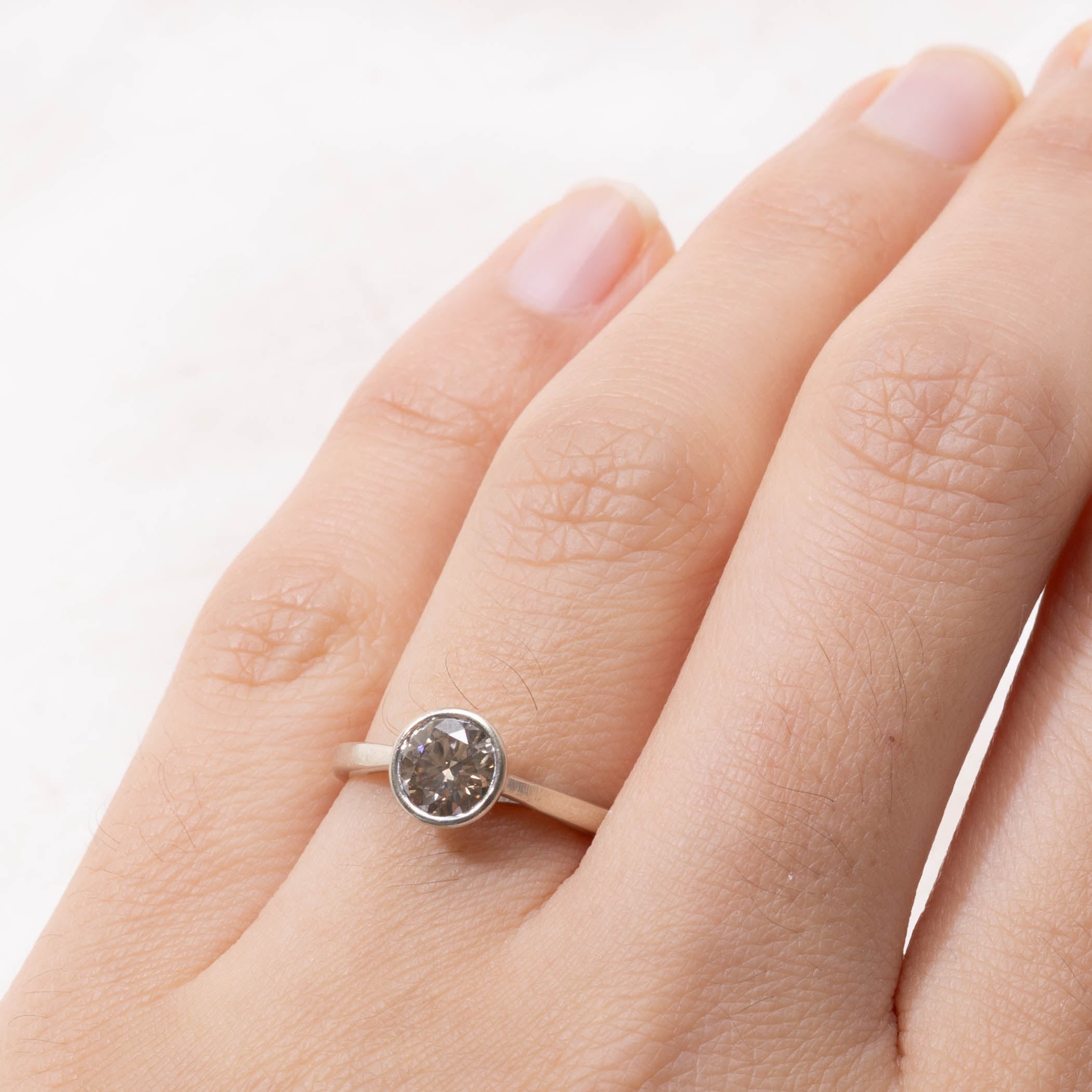 14k Bezel Set Diamond Reverse Tapered Ring | 0.80ct | SZ 6.25