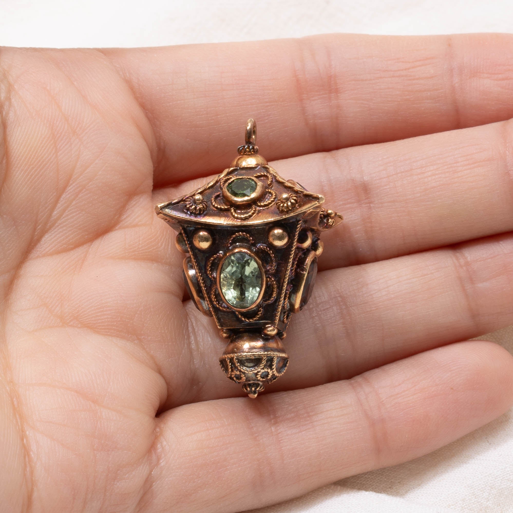 Vintage Italian Garnet & Tourmaline Street Lamp Pendant | 3.00ctw, 3.30ctw