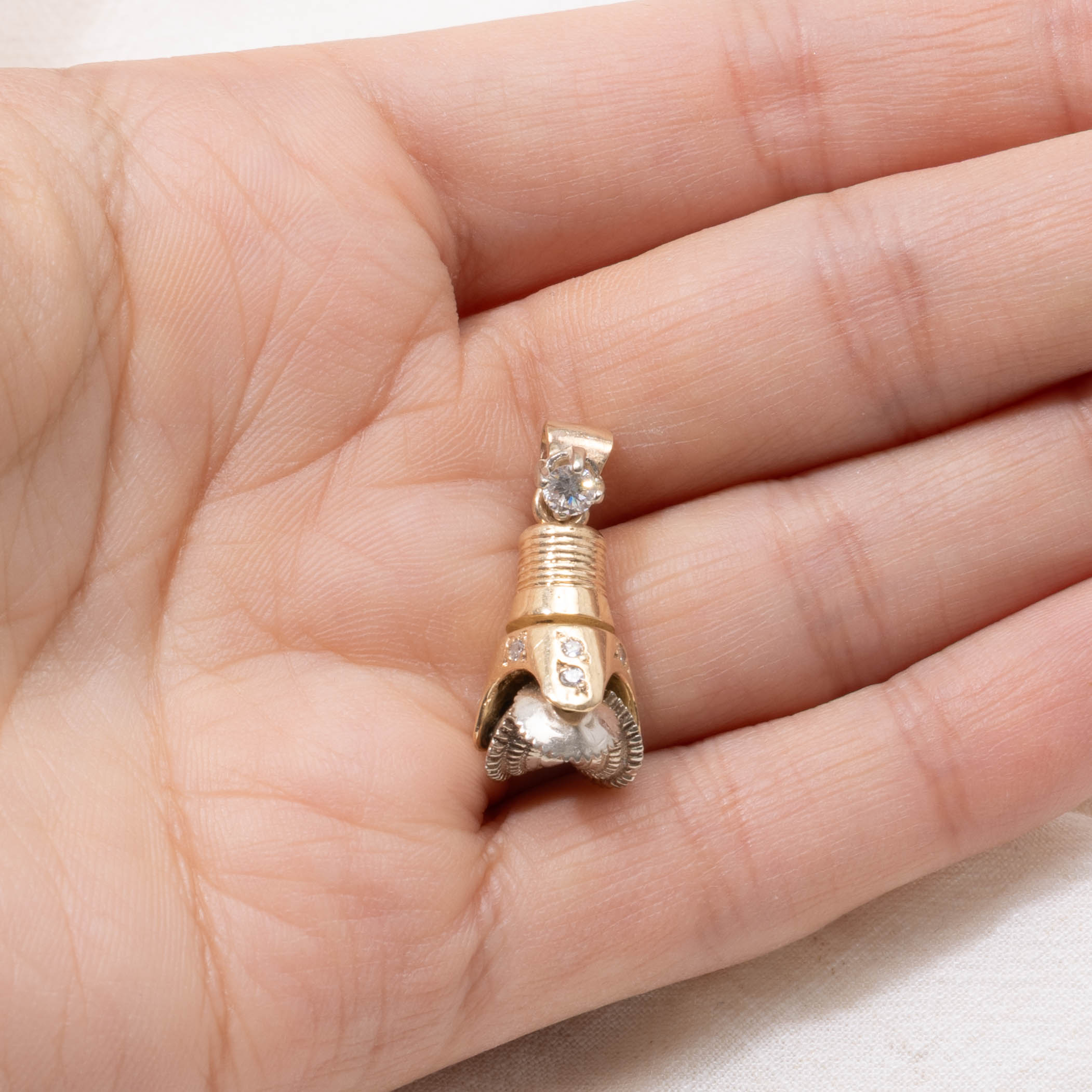 14k Diamond Tri Cone Drill Pendant | 0.25ctw