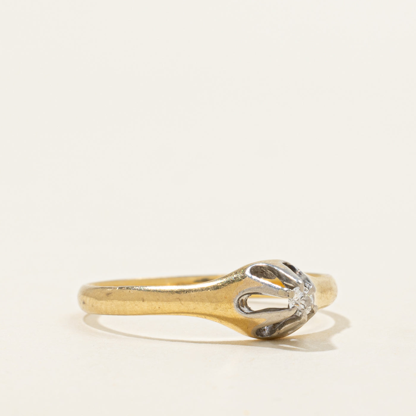 'Birks' Belcher Set Diamond Petite Ring | SZ 6.25