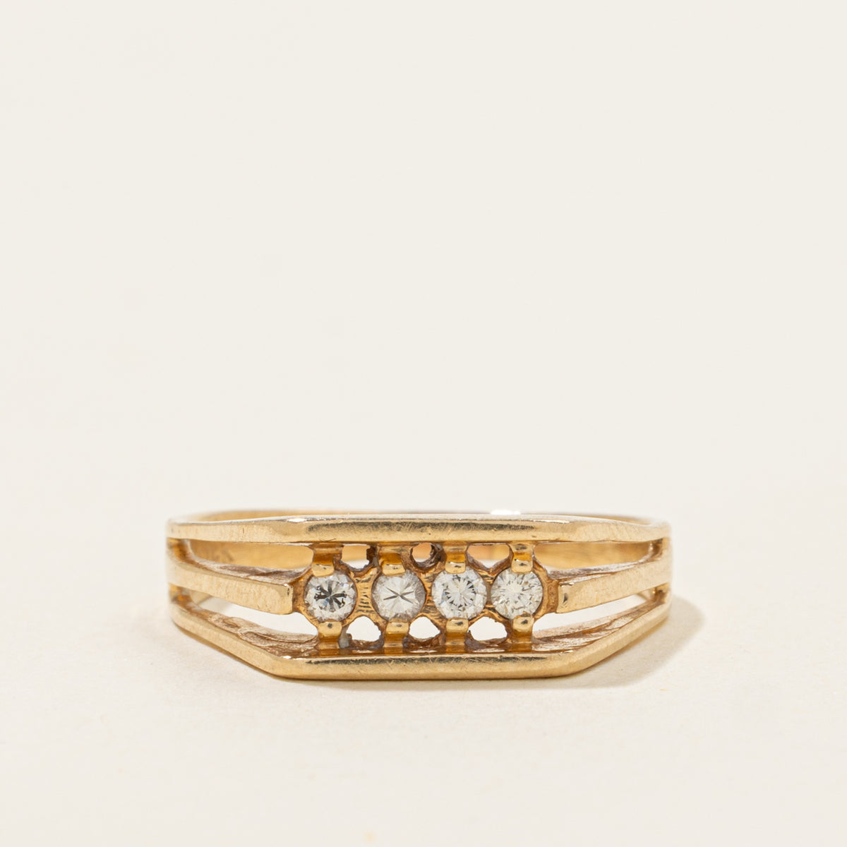 Four Stone Diamond Geometric Open Shank Rung | SZ 6.25