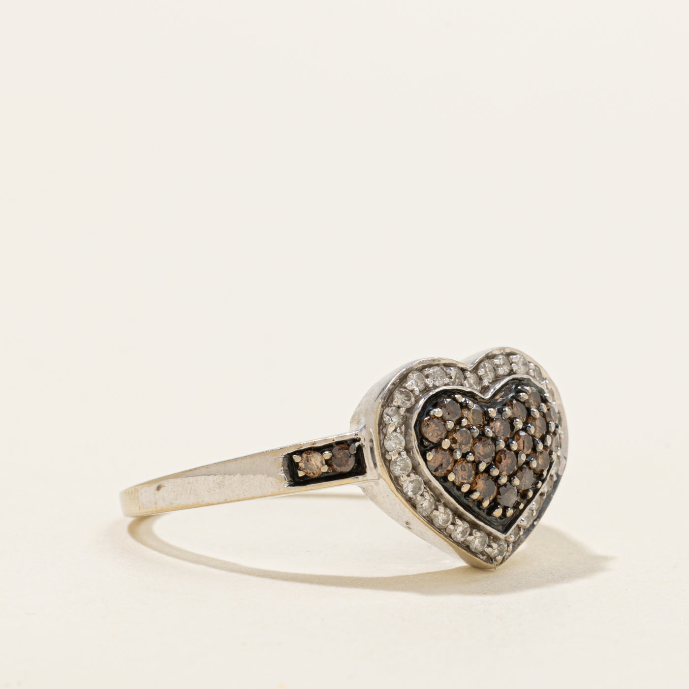 14k Pave Set Diamond Cluster Halo Heart Ring | SZ 8.5