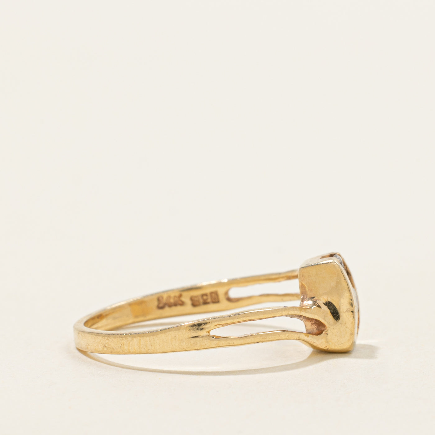 14k Three Stone Channel Set Diamond Bypass Ring | SZ 5.75