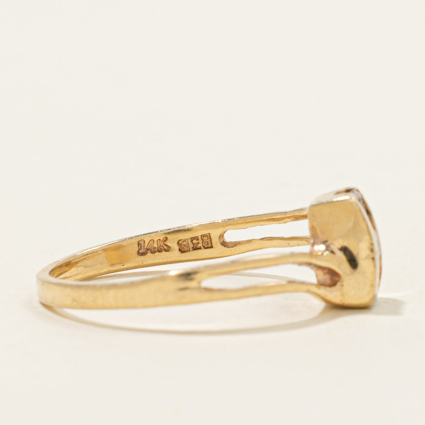 14k Three Stone Channel Set Diamond Bypass Ring | SZ 5.75