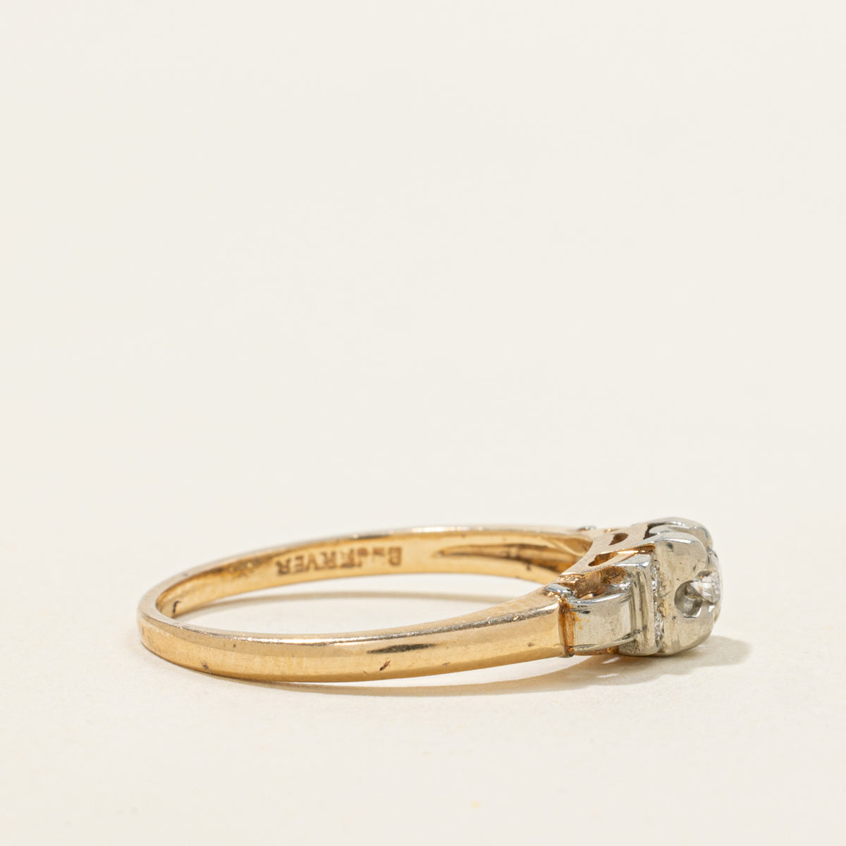 14k Two Tone Illusion Set Diamond Ring | SZ 7.5