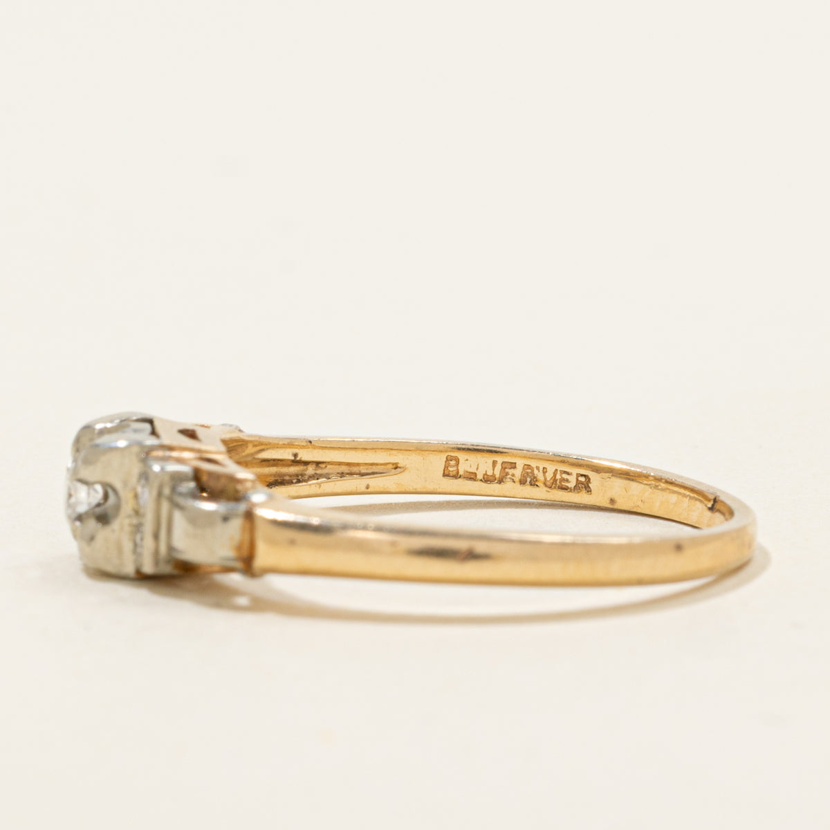 14k Two Tone Illusion Set Diamond Ring | SZ 7.5