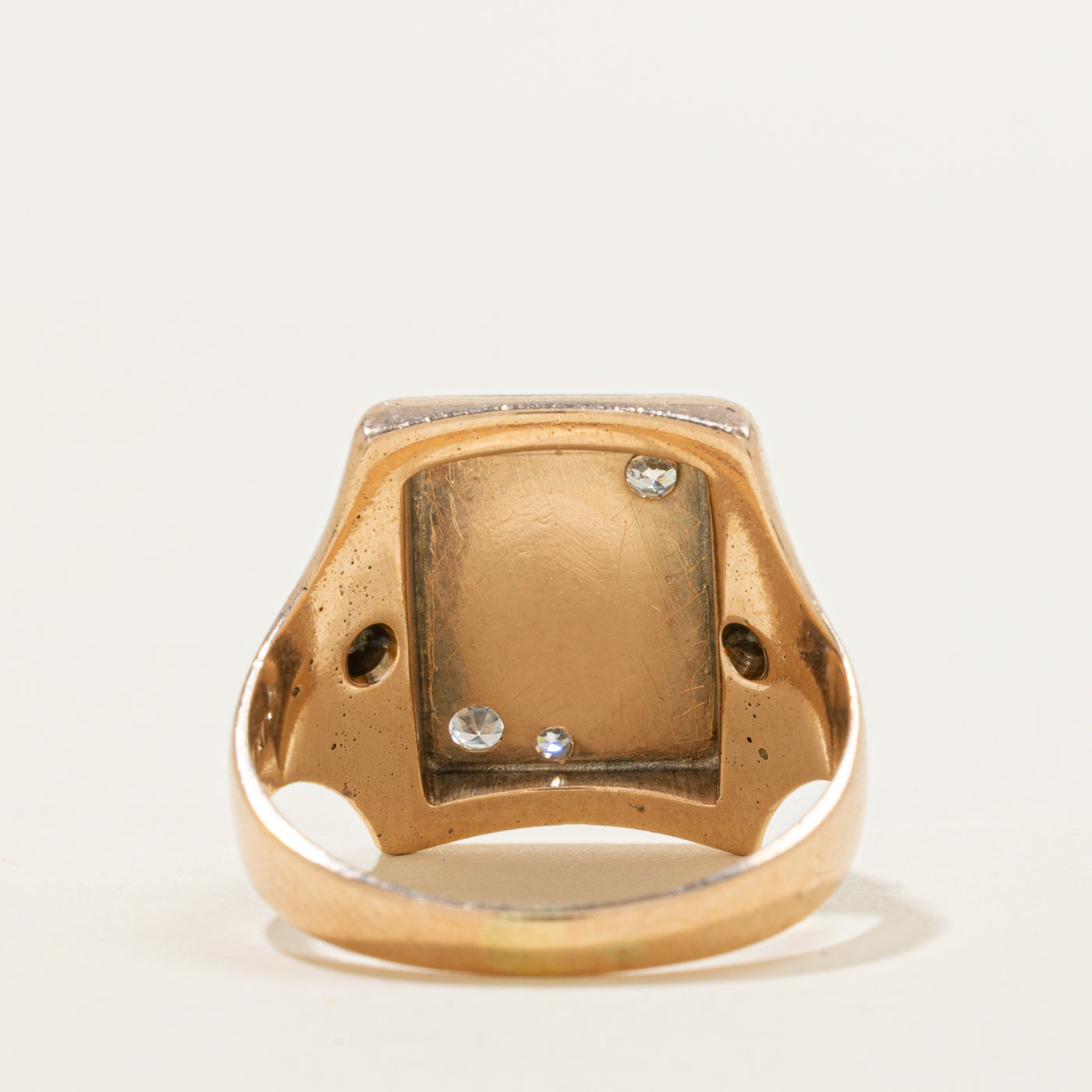 14k Two Tone Diamond "MP" Initial Signet Ring | SZ 10.25