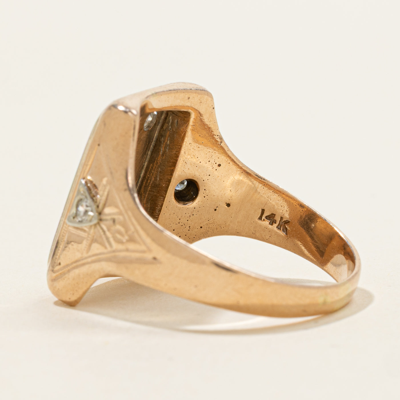 14k Two Tone Diamond "MP" Initial Signet Ring | SZ 10.25