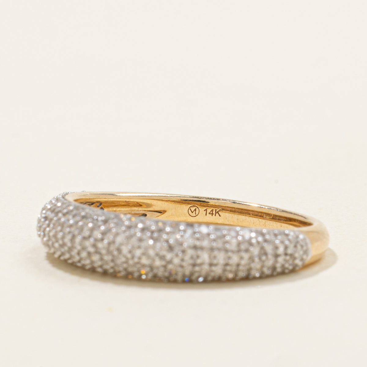 14k Semi Eternity Diamond Dome Ring | SZ 5.25