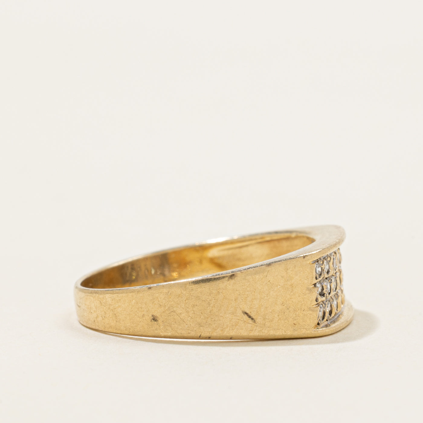 Pavé Set Diamond Grid Signet Ring | SZ 8