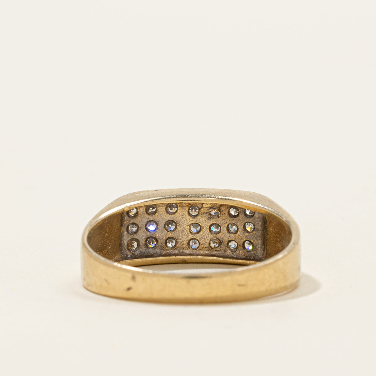 Pavé Set Diamond Grid Signet Ring | SZ 8