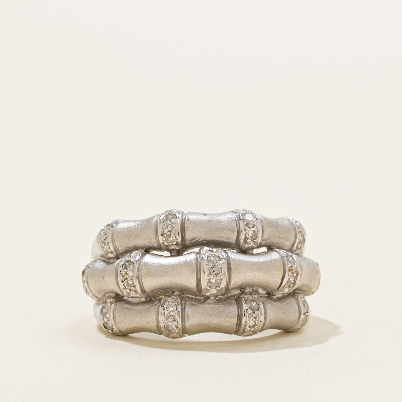 14k Diamond Accented Layered Bamboo Ring | SZ 5