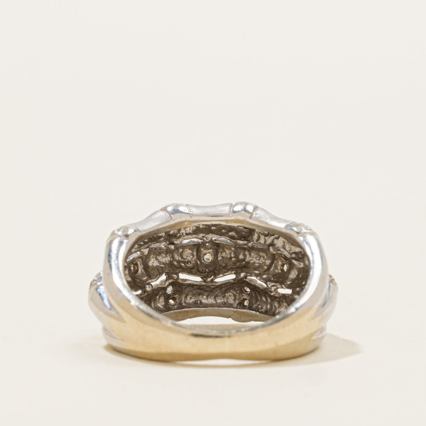 14k Diamond Accented Layered Bamboo Ring | SZ 5