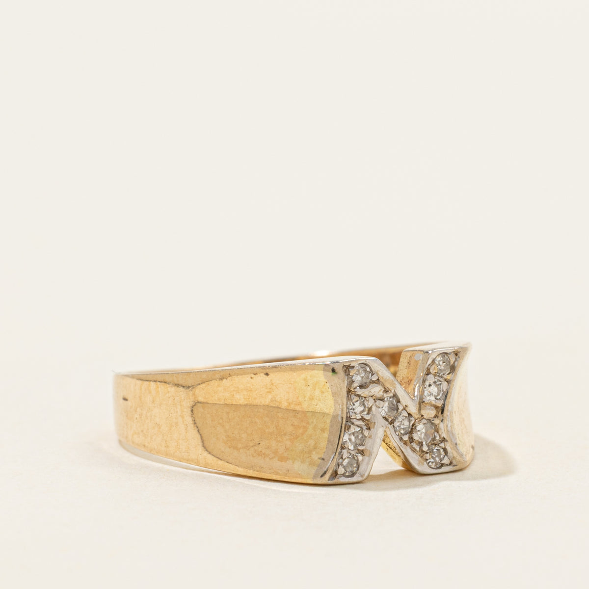 14k Diamond "N" Initial Signet Ring | SZ 6.75