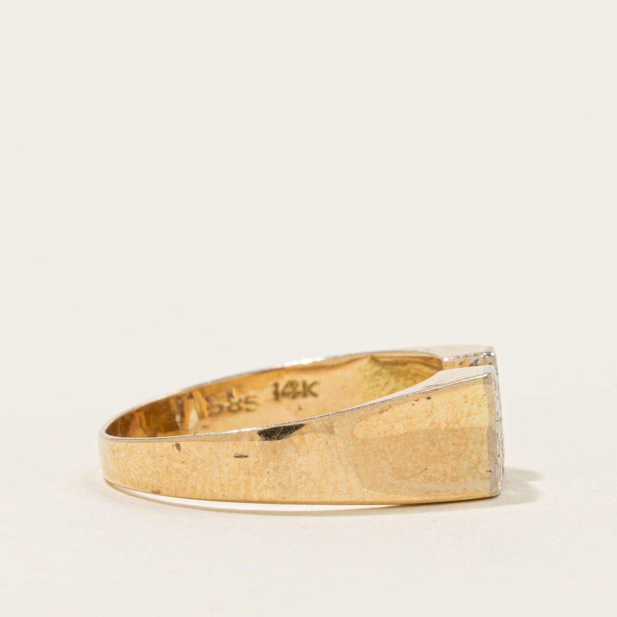 14k Diamond "N" Initial Signet Ring | SZ 6.75