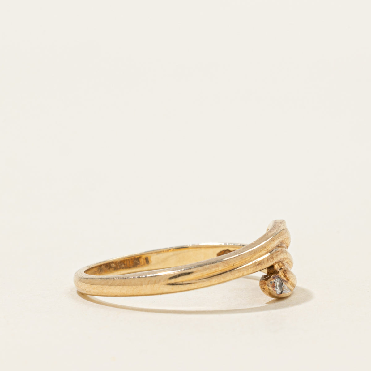 10k Two Stone Diamond Grooved Bypass Ring | SZ 6.5