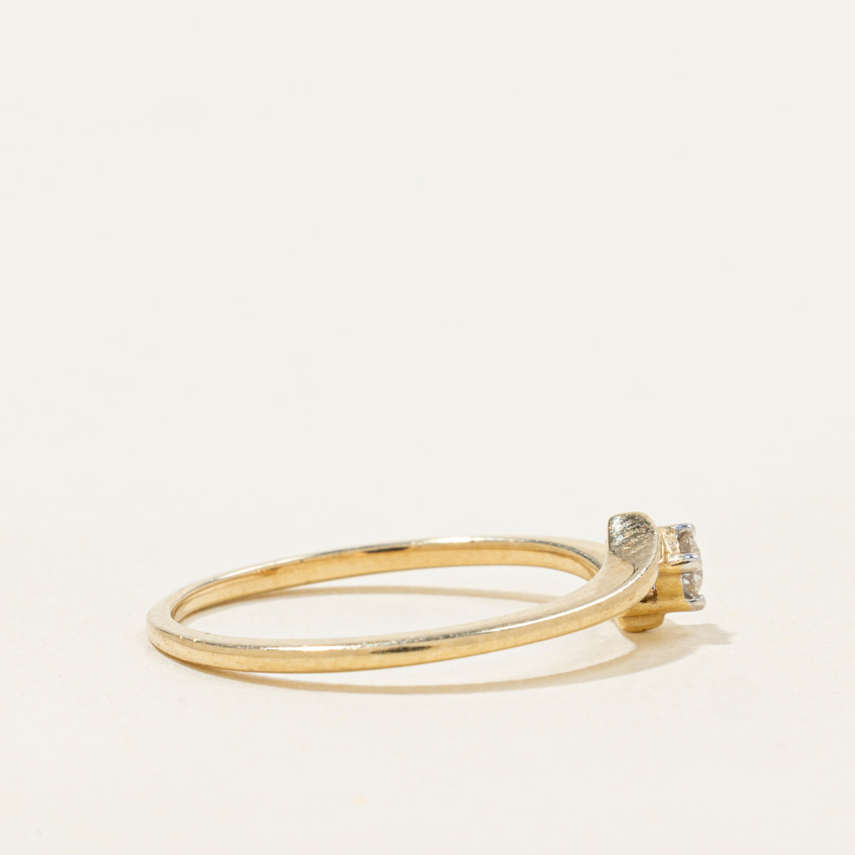 10k Solitaire Diamond Petite Bypass Ring | SZ 6.5
