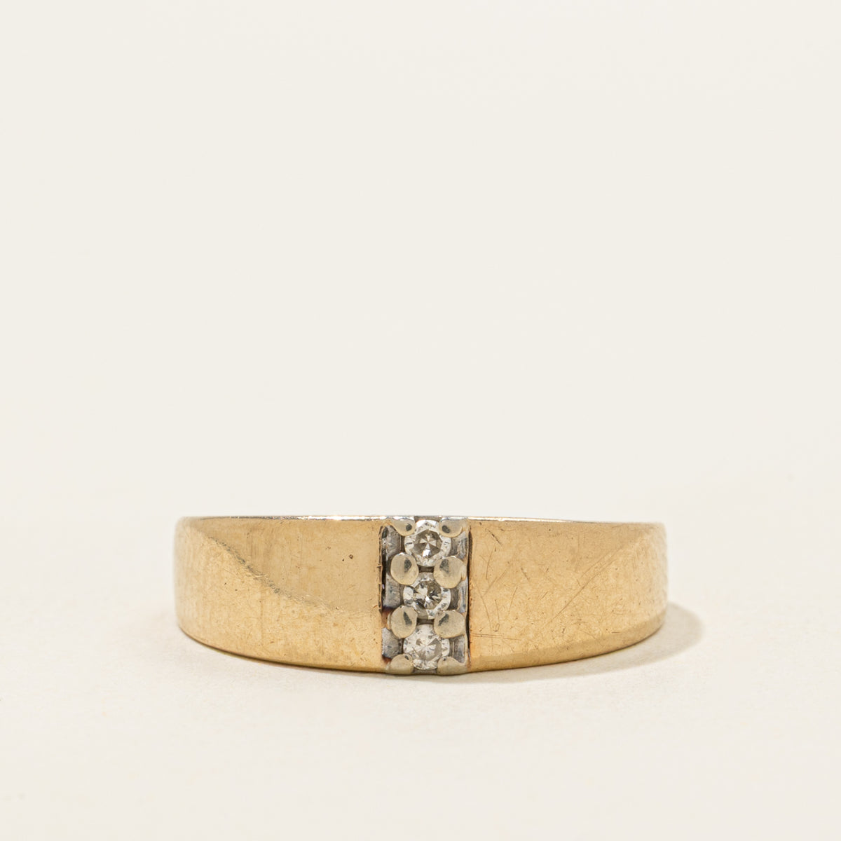 10k Yellow Gold Diamond Column Band | SZ 8