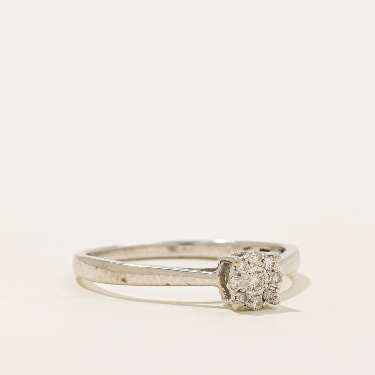 10k Illusion Set Diamond Cluster Reverse Tapered Ring | SZ 7.25