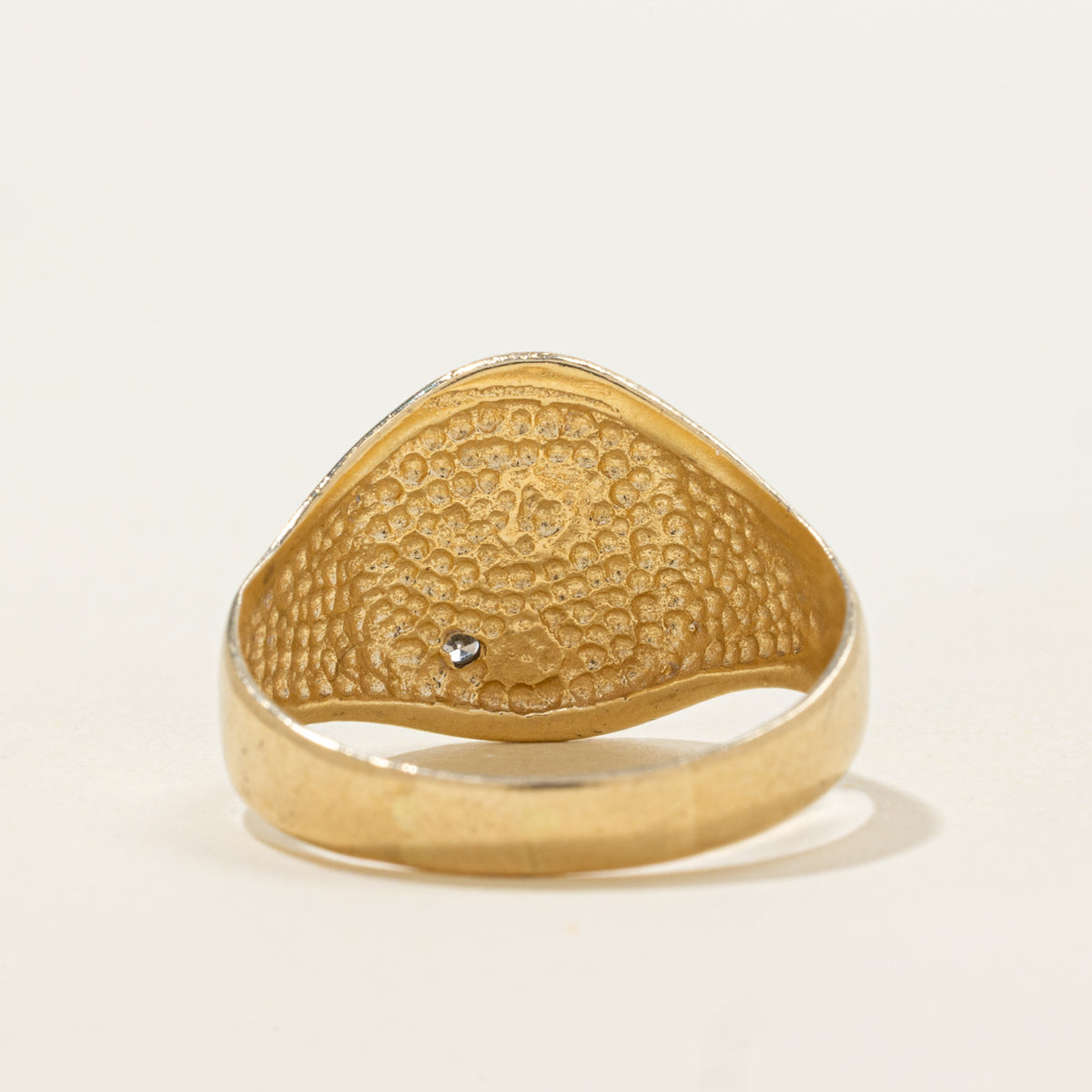 10k Star Set Diamond Oval Signet Ring | SZ 11.25