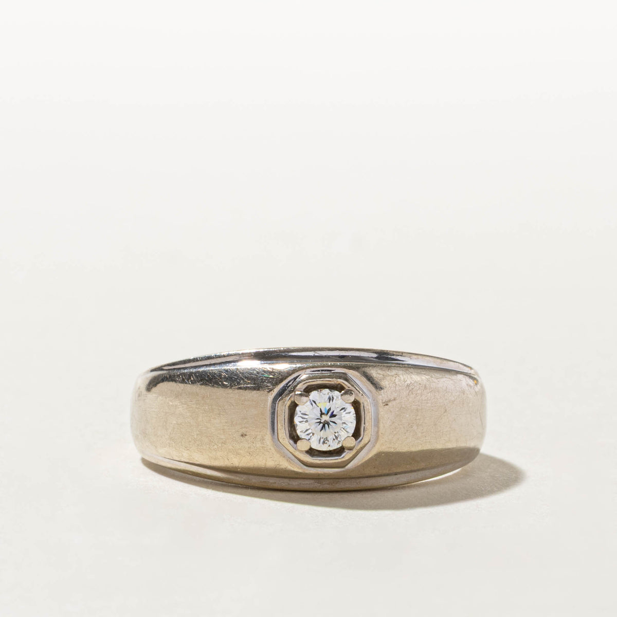 10k Solitaire Canadian Diamond Geometric Ring | 0.24ct | SZ 9.75