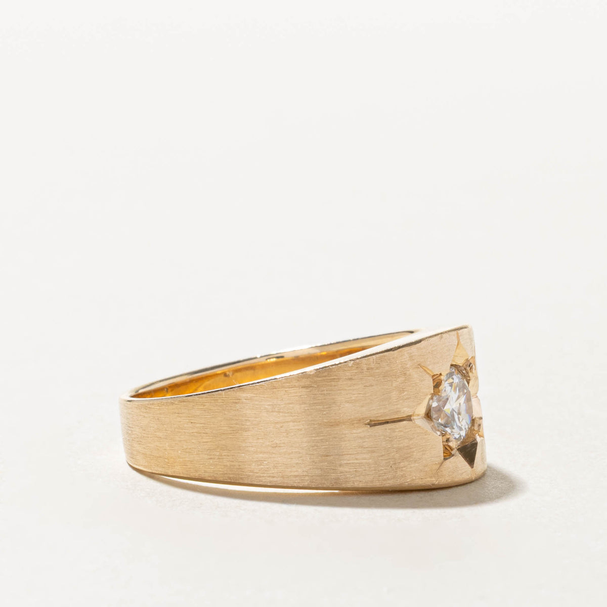 14k Star Set Diamond Matte Cigar Band | 0.55ct VS2 H | 9.90mm | SZ 9.5