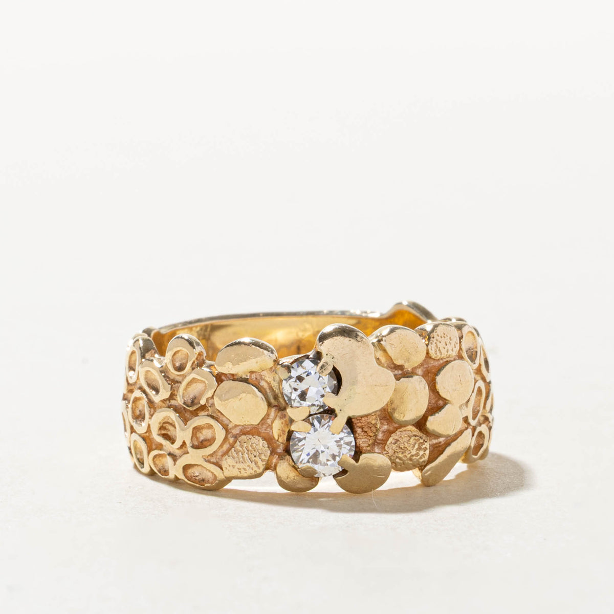 14k Two Stone Diamond Nuggety Ring | 0.39ctw | SZ 11
