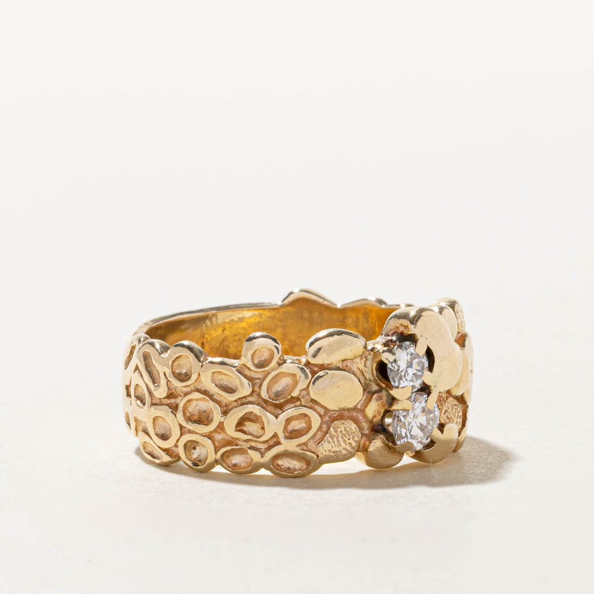 14k Two Stone Diamond Nuggety Ring | 0.39ctw | SZ 11