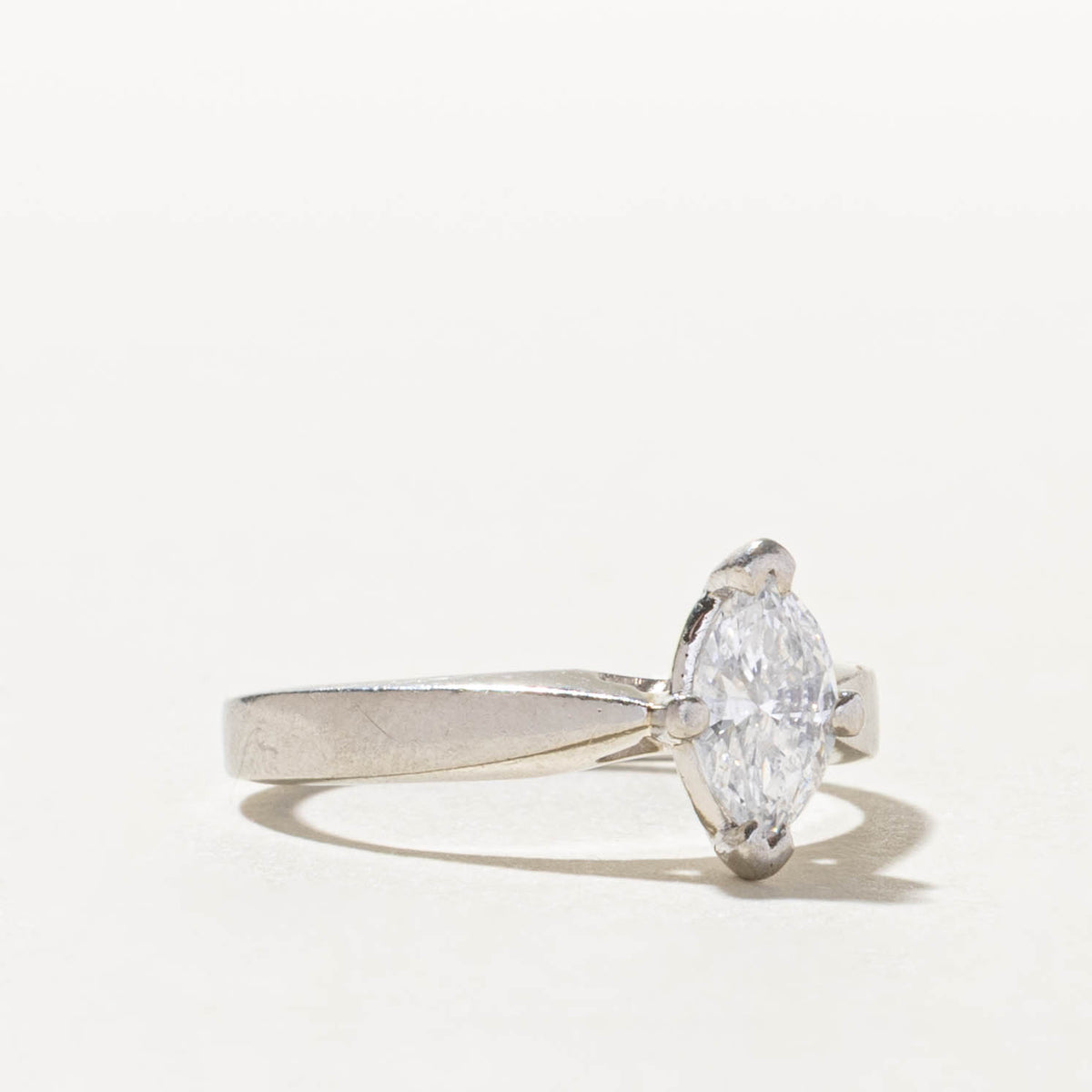 900 Platinum Solitaire Marquise Cut Diamond Ring | 0.64ct I1 H | SZ 6.75