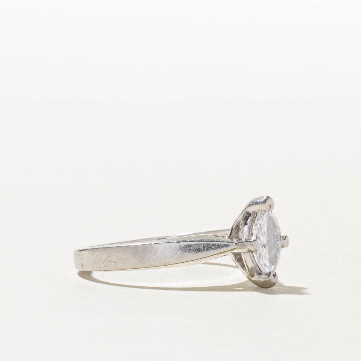 900 Platinum Solitaire Marquise Cut Diamond Ring | 0.64ct I1 H | SZ 6.75