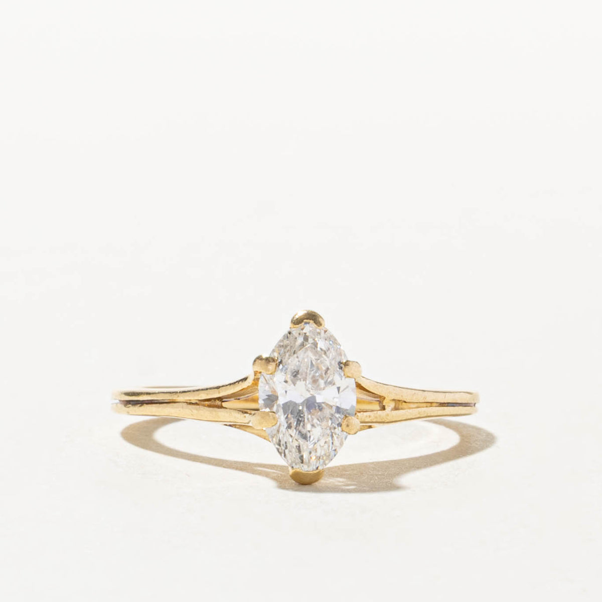 18k Solitaire Marquise Cut Diamond Ring | 0.82ct I2 I/J | SZ 6.5