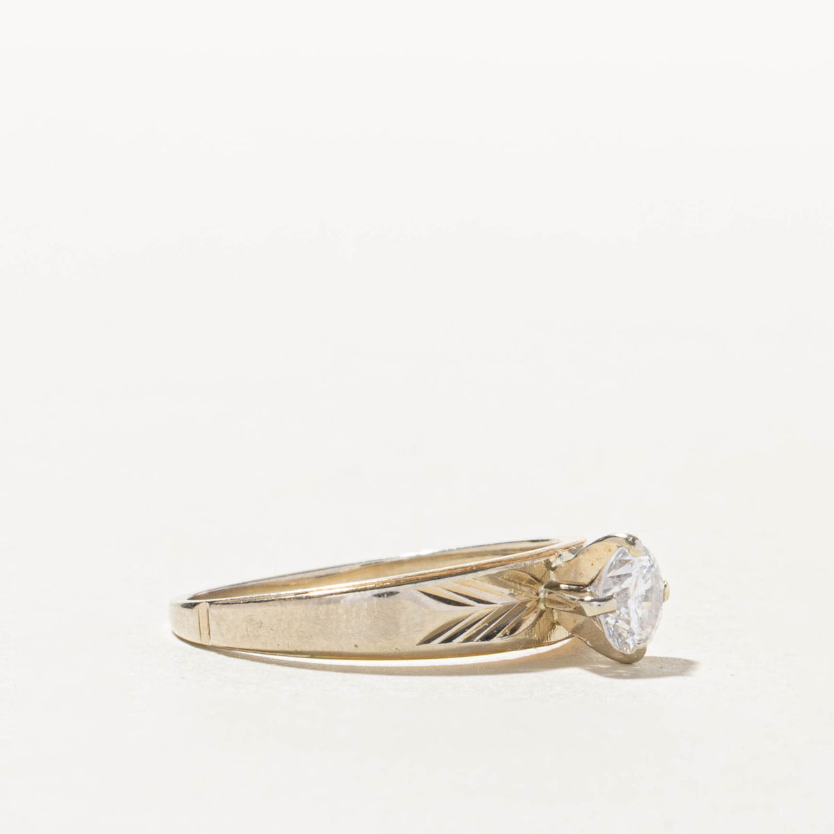 14k Solitaire Diamond Engraved Ring | 0.46ct I1 I | SZ 7